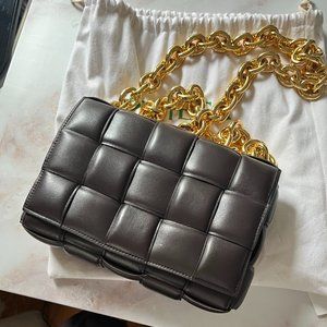 Padded Cassette Chain Purse - Brown